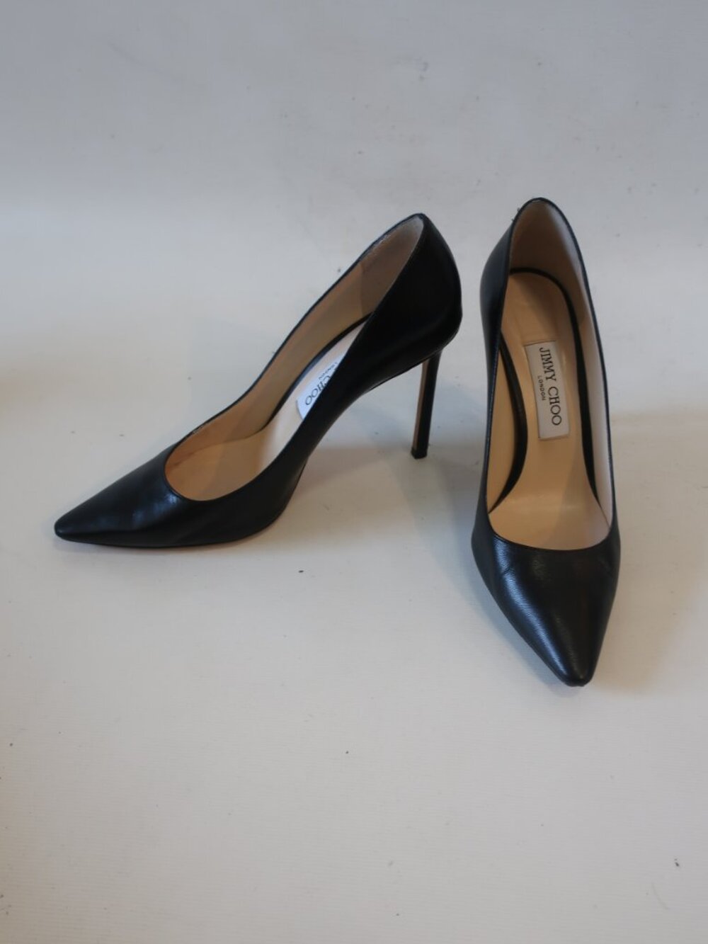 Women Jimmy Choo Black Leather High Heel Pumps 38 1/2 EU/US 8.5 - Picture 3 of 8